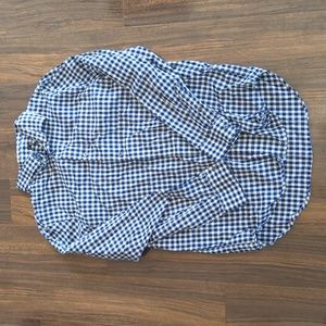 Blue and White Plaid Button Down - Large